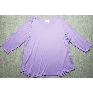 LOGO Principles The Tee Top Womens XL Purple 3/4 Sleeve Casual Everyday Pullover